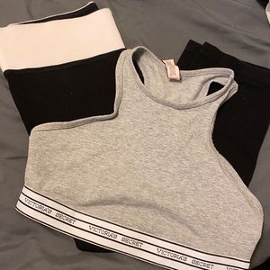 Cropped yoga pants and sports bra